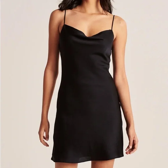 Urban Outfitters Dresses Urban Outfitters Cowlneck Black Slip